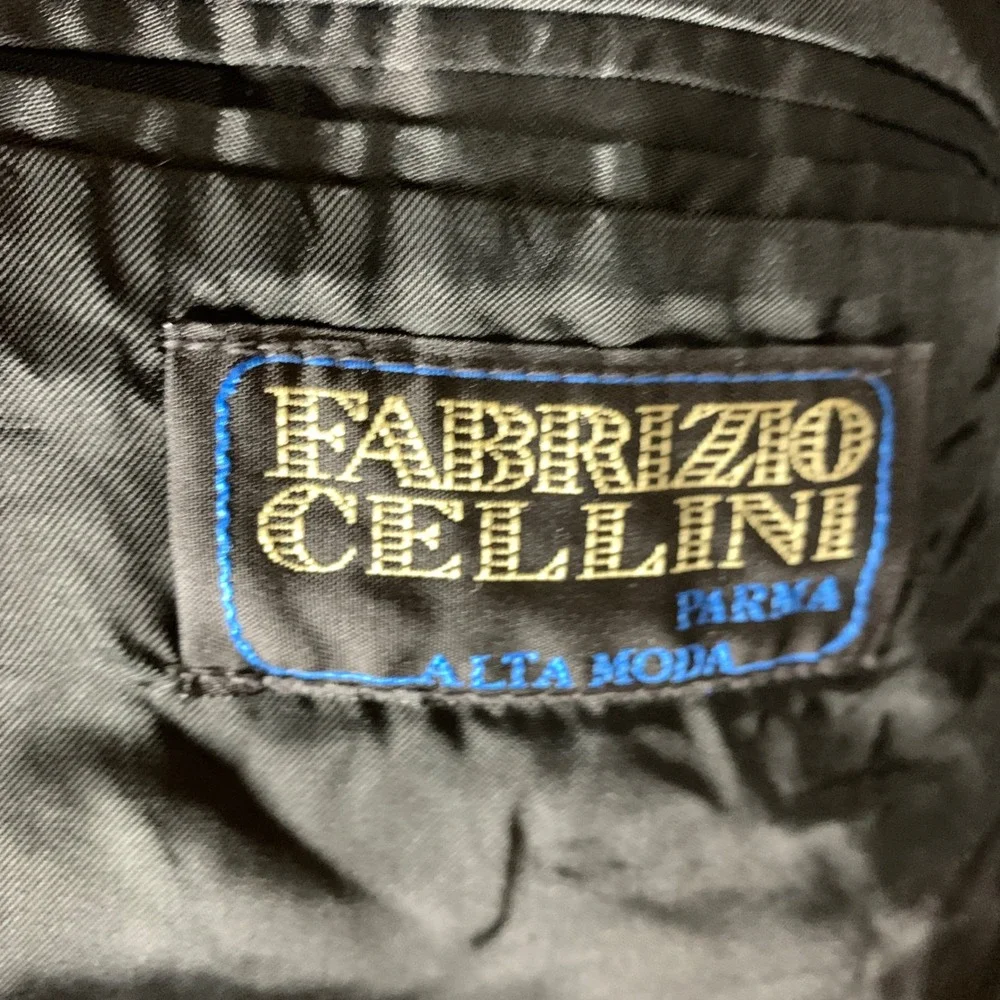 Double Breasted Fabrizio Cellini Blazer Men 44R Grey Pinstripe Pure New Wool VTG